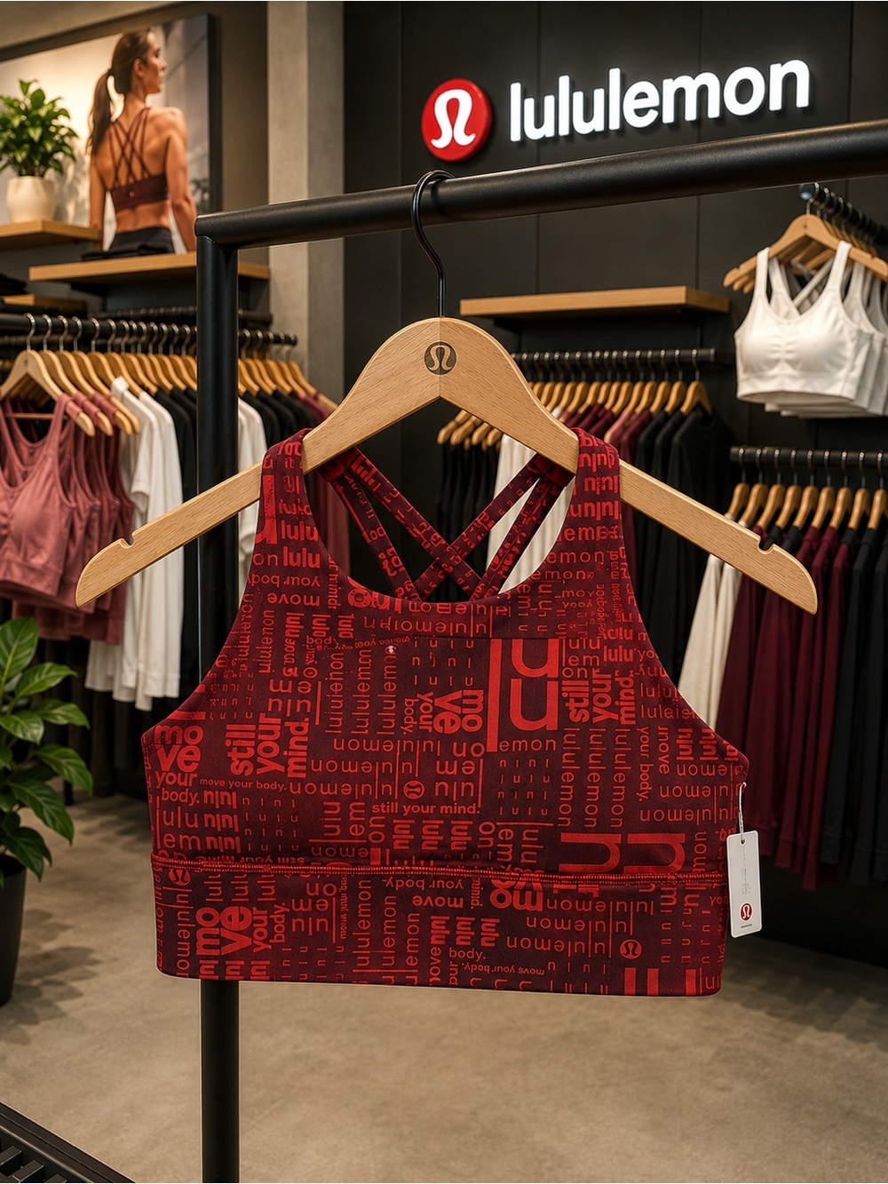Lululemon Energy High-Neck Longline Bra RED LOGO size 6 NWT sports bra - Picture 1 of 9